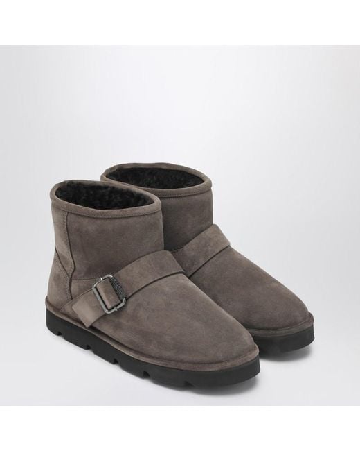 Brunello Cucinelli Brown Stiefel Aus Taubengrauem Wildleder