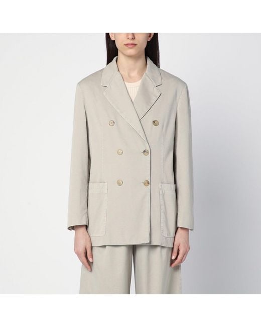 Palm Angels Natural Double-breasted Cotton Jacket