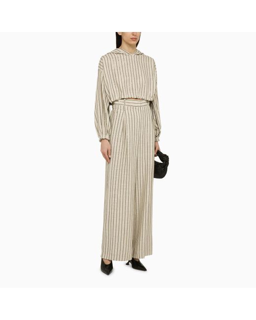 The Mannei Natural Sunne Striped Cropped Sweatshirt In Linen Blend