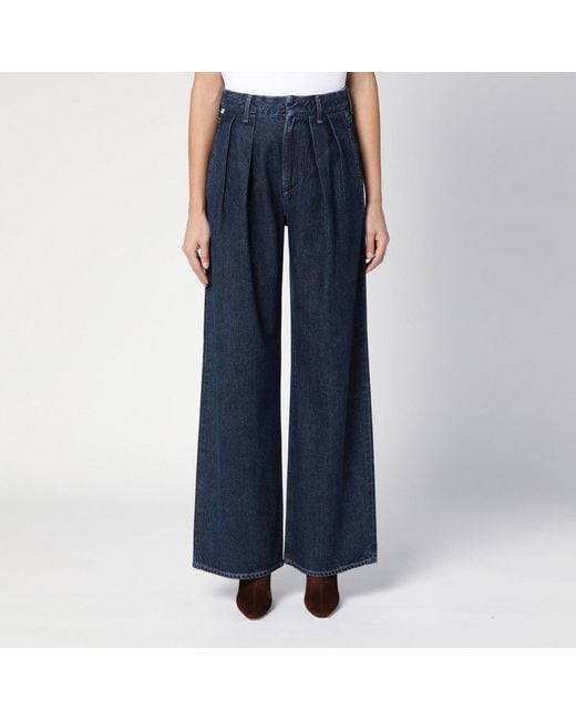 Citizens of Humanity Blue Dark Wide Jeans With Pleats