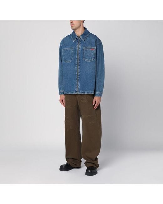 Martine Rose Blue Reversible Denim Zip Jacket for men