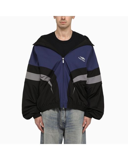 Balenciaga Black Off Shoulder Tracksuit 3b Sports Icon /blue/gray Jacket for men