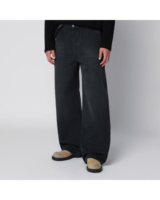 Maison Margiela Black Double-Dyed Work Trousers for men