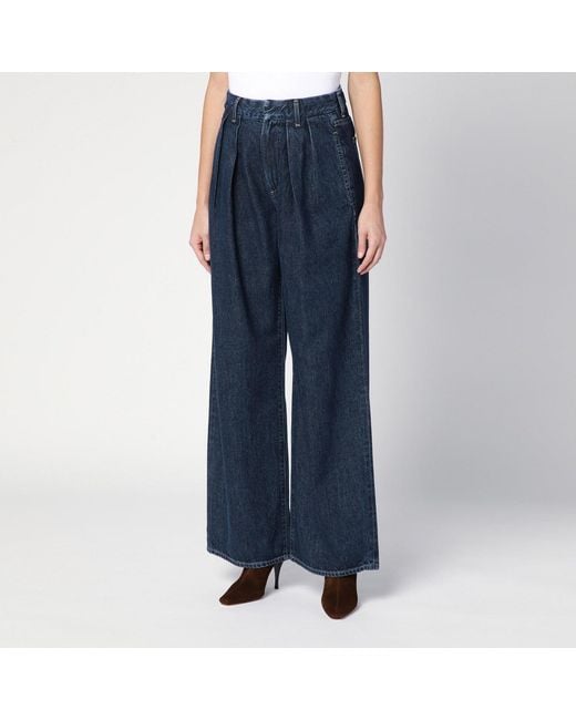 Citizens of Humanity Blue Dark Wide Jeans With Pleats