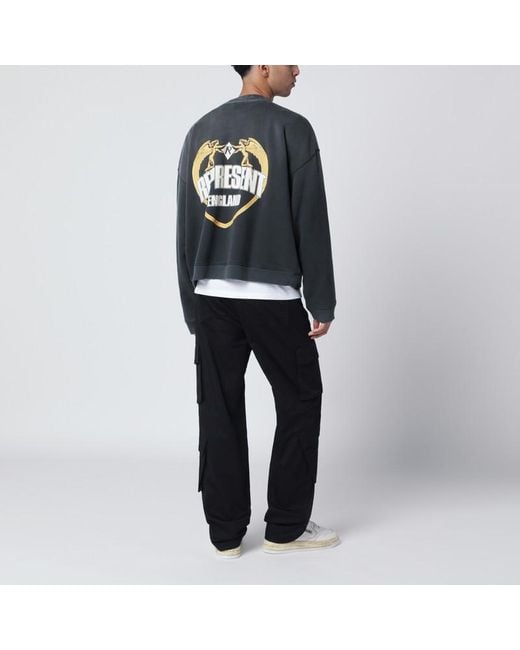 Represent Schwarzes Sweatshirt Mit Wascheffekt Aus Baumwolle in Blue für Herren