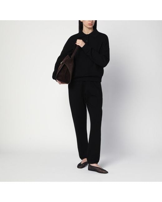 The Row Black Teo Cotton And Cashmere Trousers