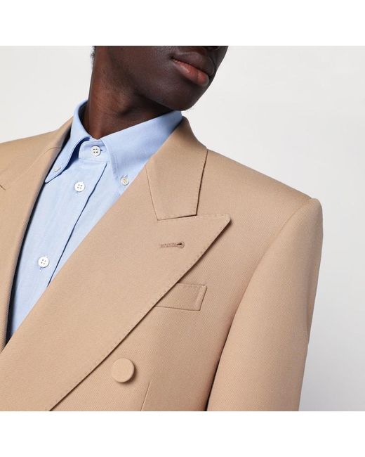 Valentino Natural Double-Breasted Jacket Camel Light for men