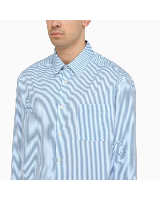 Camicia azzurra a righine in cotone di A.P.C. in Blue da Uomo