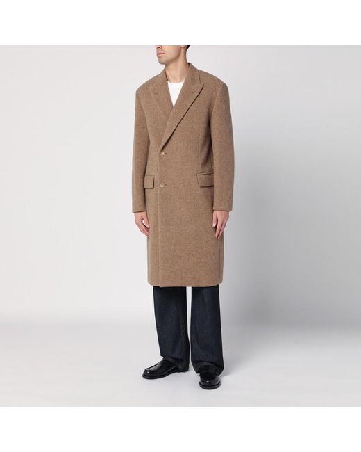 Cappotto doppiopetto beige in lana di Auralee in Natural da Uomo