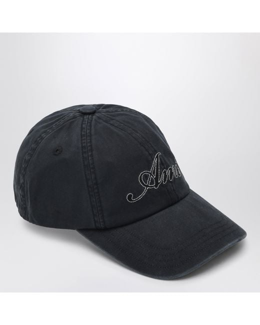 AMI Verblichene Schwarze Baumwollkappe in Black für Herren