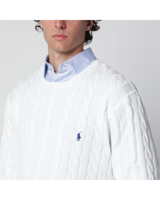 Polo Ralph Lauren White Cable-Knit Cotton Sweater for men