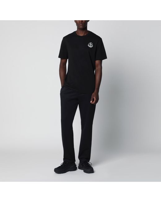 Moncler Black Cotton Jersey T-Shirt With Logo Patch for men
