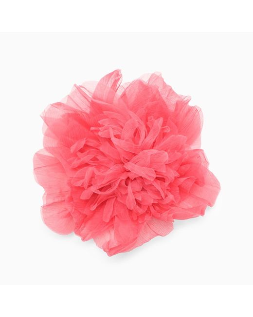 Max Mara Pink Peony-coloured Flower Brooch In Silk