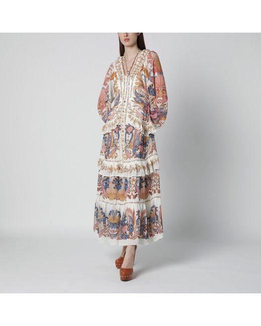 Farm Rio Multicolor Sea Garden Dress With Tiered Ruffles