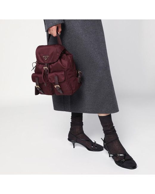 Prada Purple Re-Edition 1978 Kleiner Bordeauxfarbener Re-Nylon Rucksack