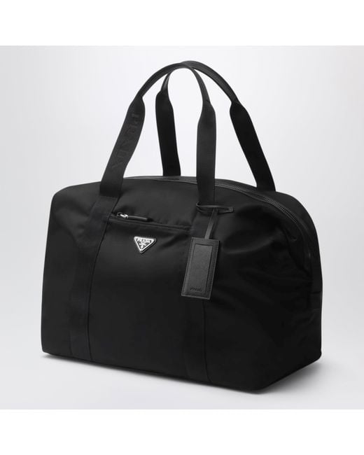 Prada Black Re-Nylon And Saffiano Travel Bag for men