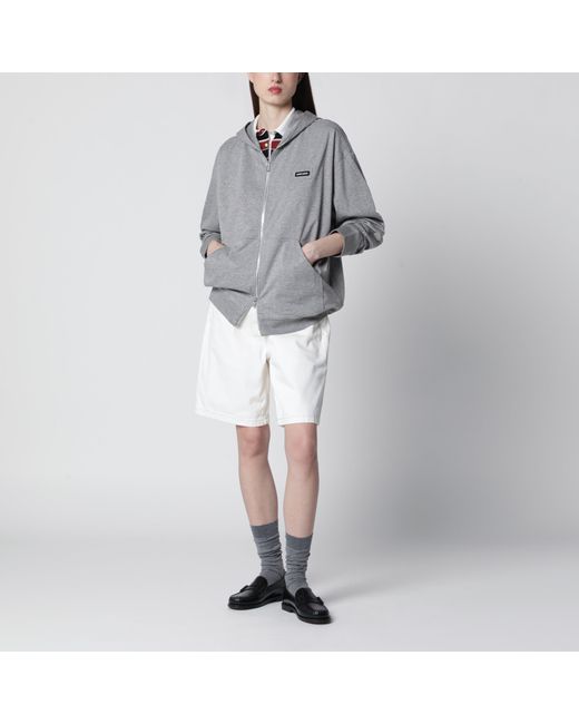 Miu Miu Gray Cotton Zip-Up Sweatshirt