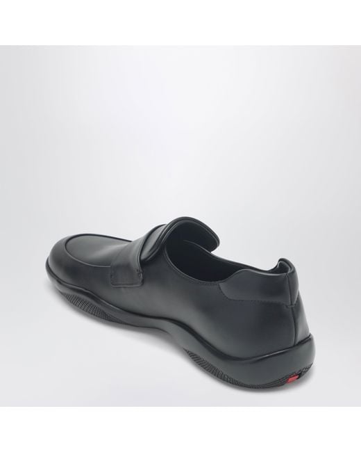 Prada Black Leather Toblach Loafers for men