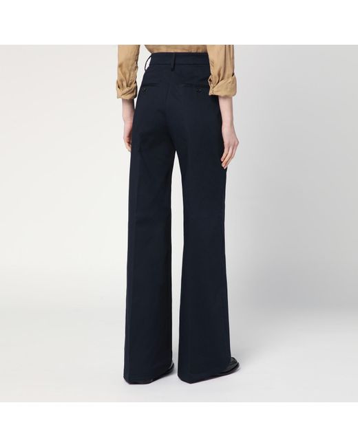 Department 5 Blue Misa Navy Cotton Wide Trousers