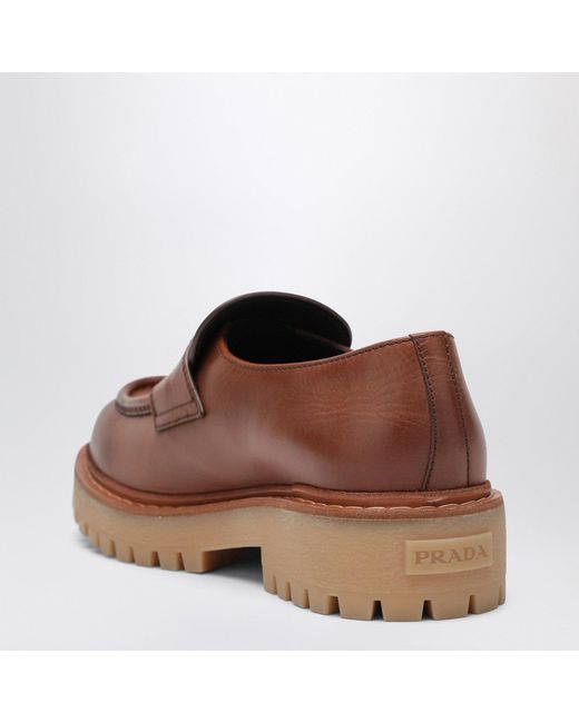 Prada Leder-Loafer in Brown für Herren