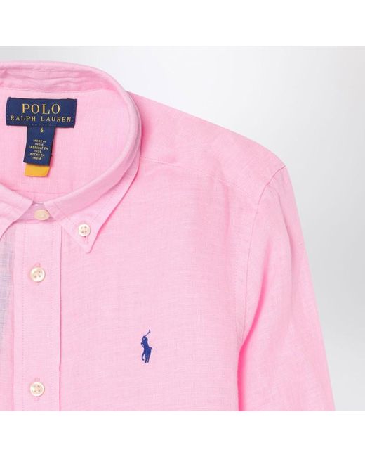 Polo Ralph Lauren Pink Linen Button-Down Shirt for men