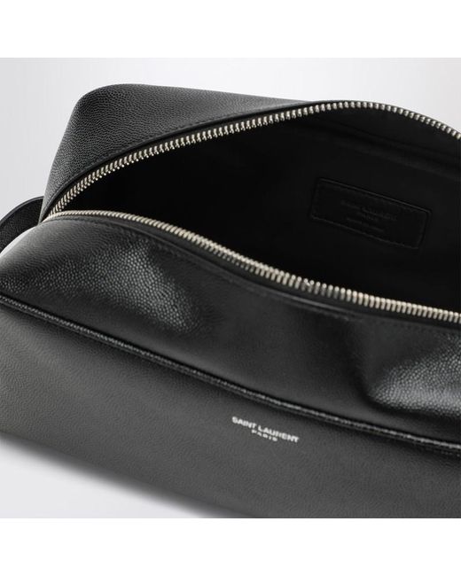 Saint Laurent Beauty Case Aus Schwarzem Genarbtem Leder in Black für Herren