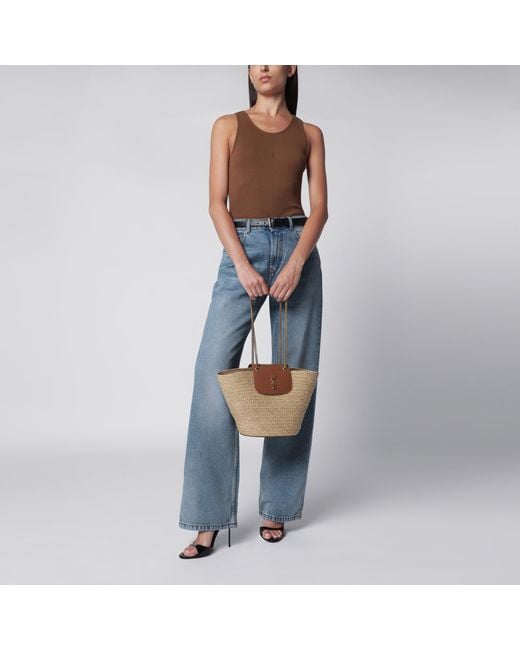Saint Laurent Brown Manon Raffia Basket Bag