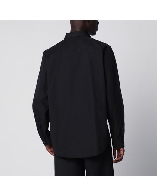 Burberry Black Classic-Fit Cotton Poplin Shirt With Check Trim for men