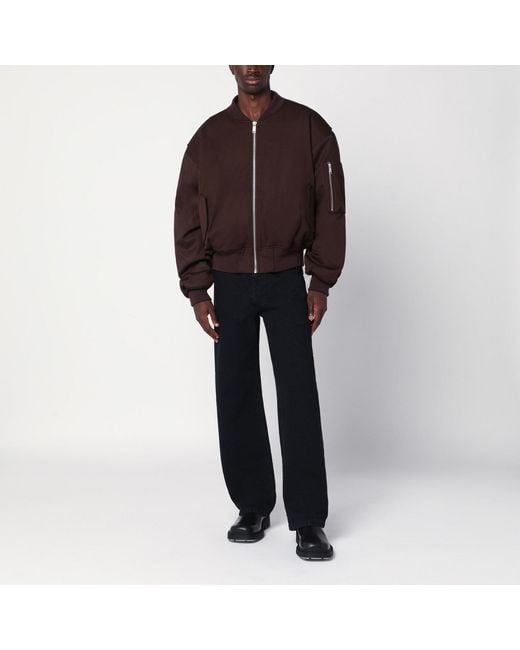 Entire studios Brown Dark Zip Up Bomber Jacket for men