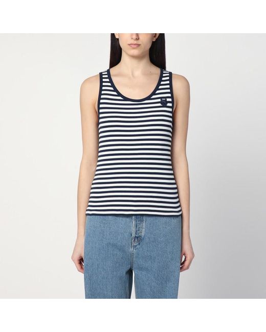 Canotta a righe navy/bianca con logo di Maison Kitsuné in Blue