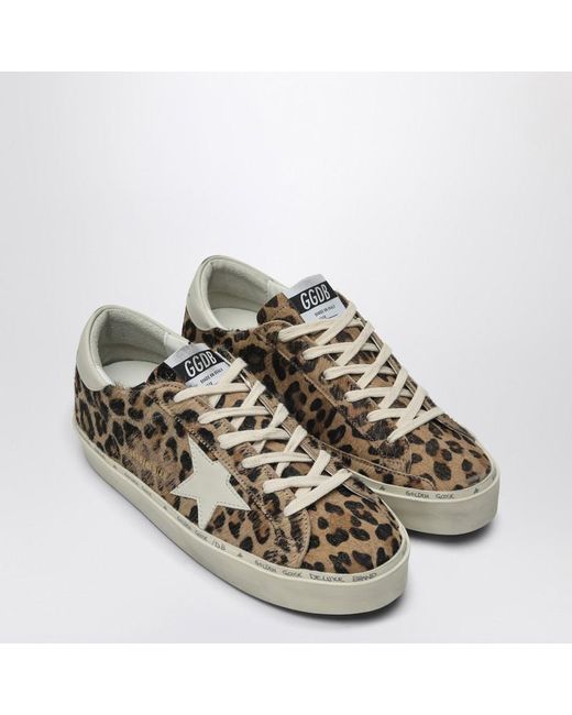 Golden Goose Deluxe Brand Natural Hi Star Sneakers Leopard Print In Pony Hair