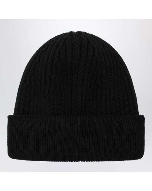 Loewe Black Wool Beanie With Logo Embroidery for men