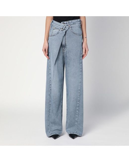 DARKPARK Blue Ines Washed-effect Asymmetric Jeans