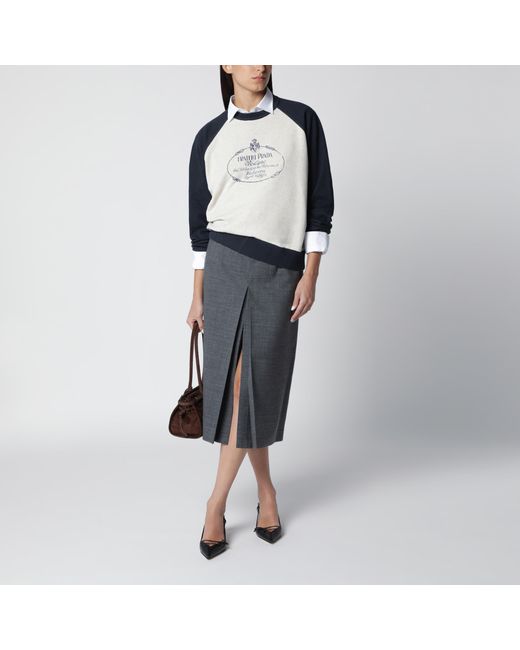 Prada Black Natural/ Cotton Crewneck Sweatshirt