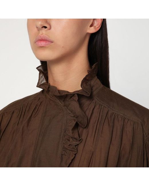 Camicia pamias con volant color kaki di Isabel Marant in Brown