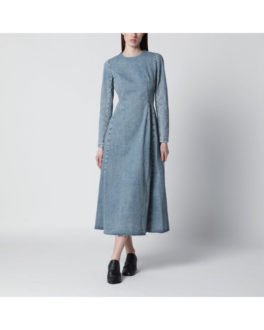 Maison Margiela Blue Cup-Shoulder Denim Midi Dress