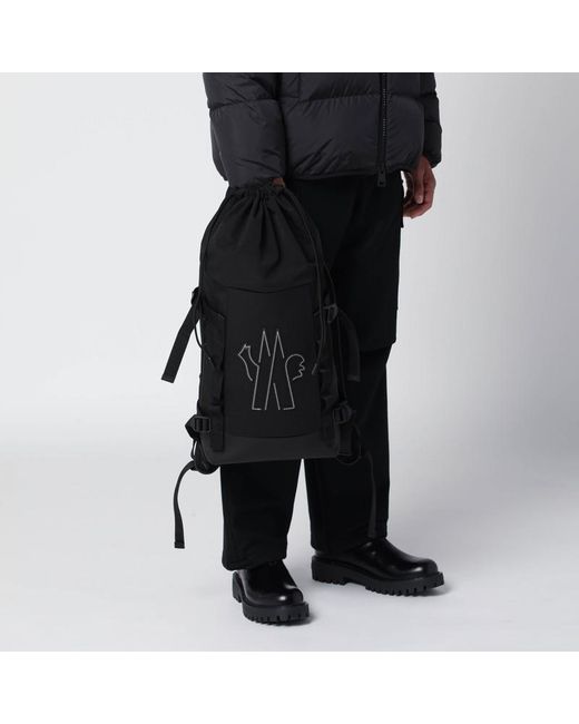 Moncler Schwarzer Nylon-Rucksack Mit Logo in Black für Herren