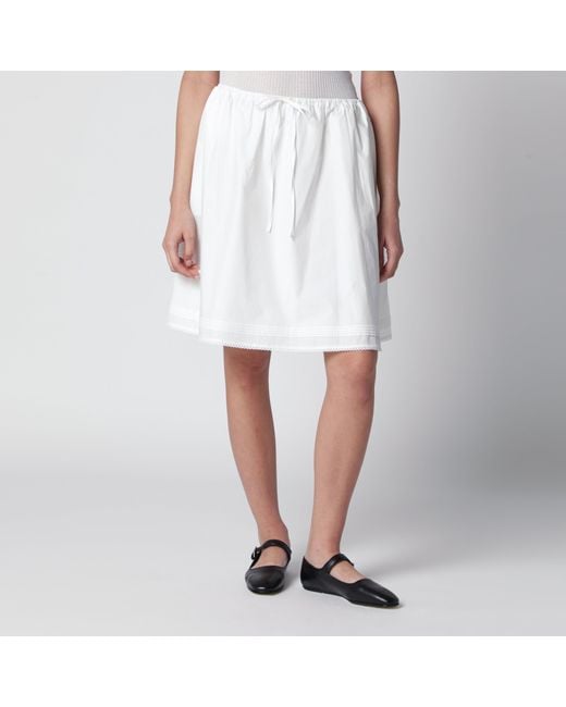 DUNST White Cotton Midi Full Skirt
