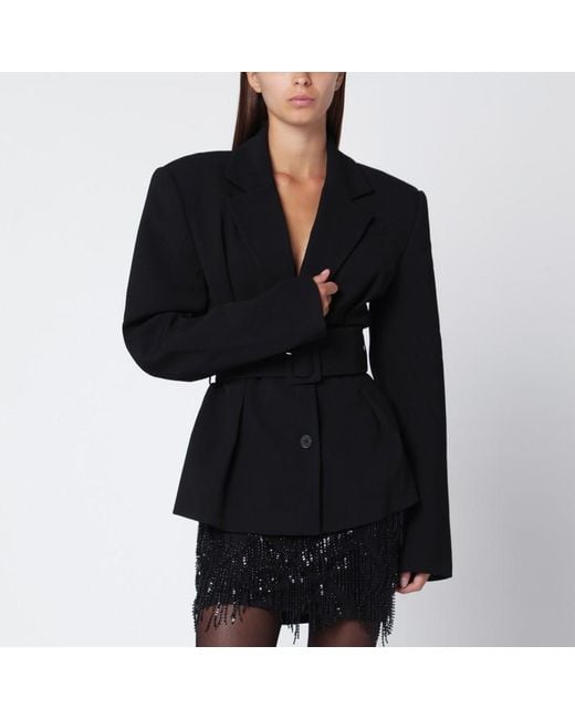 Giacca monopetto nera con cintura di ROTATE BIRGER CHRISTENSEN in Black