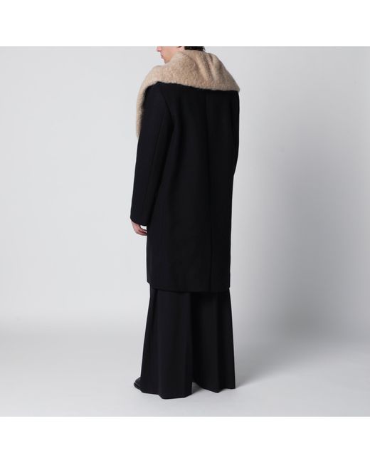 Dries Van Noten Black Coat With Removable Neckline for men