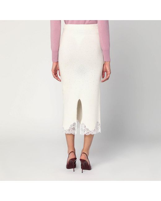 GIUSEPPE DI MORABITO Natural Gonna Tube With Lace And Rhinestones