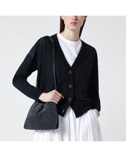 Brunello Cucinelli Black Bc Duo Pouch Midnight Suede Bag With Monile Detail
