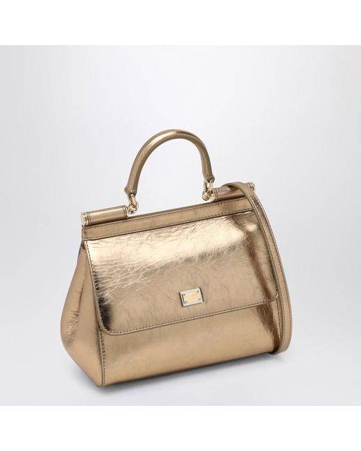 Sac À Main Sicily Format Moyen Doré Dolce & Gabbana en coloris Natural