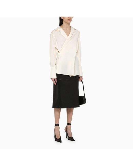 Givenchy White Silk Wrap-around Écru Shirt