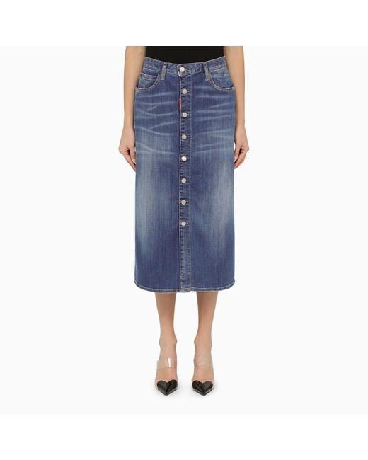 DSquared² Blue Denim Skirt With Buttons
