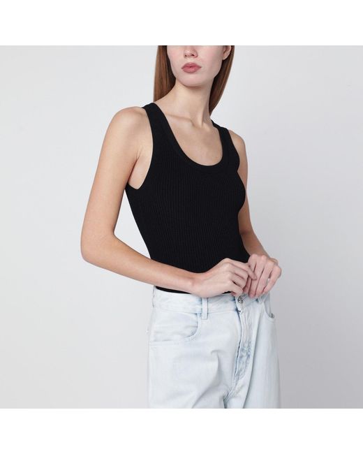 Alaïa Black Ribbed Knit Bodysuit