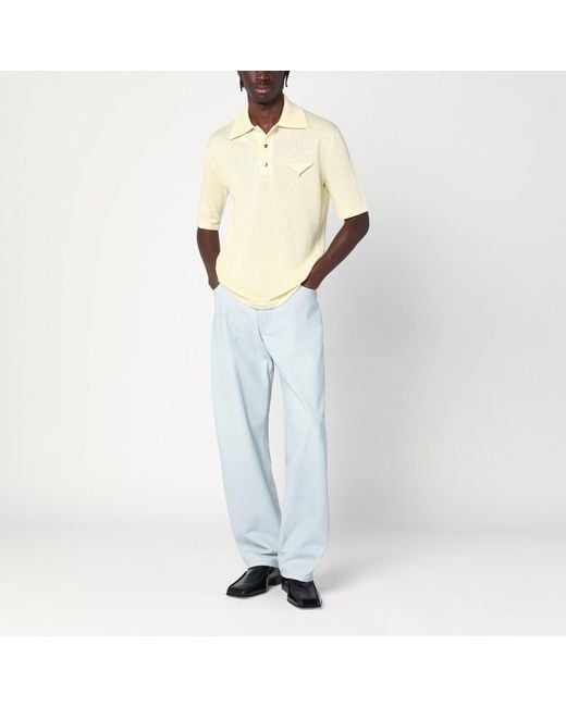 Bottega Veneta Natural Polo Shirt In Light Linen for men