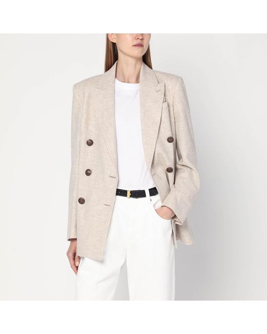 Brunello Cucinelli Natural Double-Breasted Jacket
