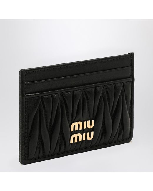 Miu Miu Black Matelassã Leather Cardholder