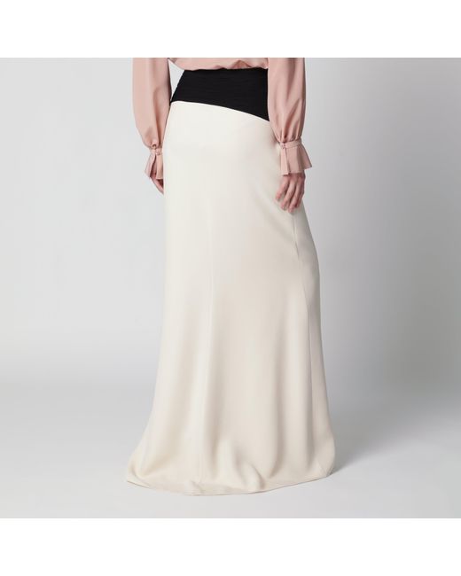 Valentino White Long Silk Skirt